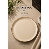 Porland Seasons Koyu Gri/bej Düz Tabak 24 cm Porselen Servis Tabağı Yemek Tabağı - 1 Adet