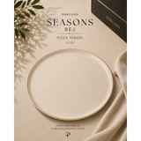 Porland Seasons Siyah/bej Pizza Tabağı 32 cm Porselen Servis Tabağı Yemek Tabağı - 1 Adet