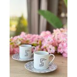 Porland Tamina Desen1 4 Parça 2 Kişilik Kahve Fincanı 90CC - Kahverengi - 90 ml