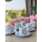 Porland Tamina Desen1 8 Parça 4 Kişilik Kahve Fincanı 90CC - 4 Adet - 90 ml