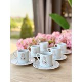 Porland Tamina Desen4 6 Kişilik 12 Parça Kahve Fincan Takımı 90CC - 6 Adet - 90 ml