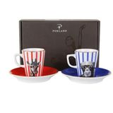 Porland Wild Life Monkey Giraffe 80 cc 2 Kişilik Kahve Takımı