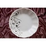 Porland Yakamoz Desen Porselen Çay Tabağı, 11 cm, 6'lı Set, Beyaz-Gri