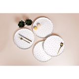 Porland Yıldız Desenli 28 cm Porselen Düz Servis Tabağı - 4 Adet Set