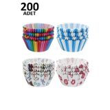 PORLİSMA 200 Adet Muffin Cupcake Kağıdı, Renkli Kağıt Muffin Kek Kalıbı