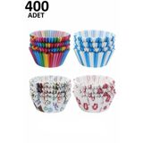 PORLİSMA 400 Adet Muffin Cupcake Kağıdı, Renkli Kağıt Muffin Kek Kalıbı