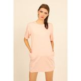 Pormago Kadın Oversize Pembe Mini Elbise - XL - Açık Pembe