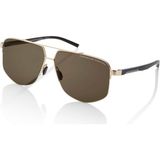 Porsche Design DE 8943 D 63-12 Erkek Güneş Gözlüğü – Altın Titanyum Çerçeveli, UV400 Kahverengi Cam