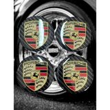 Porsche Jant Göbeği 4 Lü Oto Universal Jant Göbeği Damla Etiket 3D Jant Arması Damla Sticker Seti - Çok Renkli - 5CM