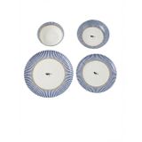 Porselen 24 Parça Yemek Takımı Vintage Desen Royal Blue
