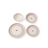 Porselen 24 Parça Yemek Takımı Vintage Desen Royal Pink
