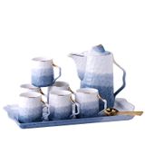 Porselen Çay Setleri Çay Bardağı Tepsi ve Çay Kaşığı Çay Seti Yetişkinler için Modern Kahve Kupaları Çay Kahve Su