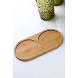 Porselen Diyarı Bambu Doğal 2 Bölmeli Yağdanlık Altlığı 20X10 cm