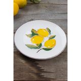 Porselen Diyarı Limon Desen El Yapımı Organik 6'lı Pasta Tabağı 21 cm