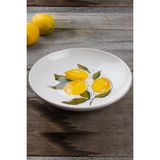 Porselen Diyarı Limon Desen El Yapımı Organik Çukur Yemek Tabak 22 cm