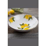 Porselen Diyarı Limon Desen El Yapımı Yuvarlak Salata Kasesi 26 Cm