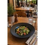 Porselen Diyarı Modern Siyah Seramik Salata ve Makarna Tabağı (26 Cm) – Dekoratif Salata Veya Makarna Kasesi