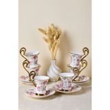 Porselen English Sachet 6 Kişilik Kahve Fincanı - Renkli - 96 ml
