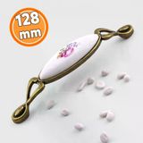 Porselen Eskitme Antik Sarı Kulp 128 Mm Mobilya Çekmece Mutfak Dolabı Dolap Kapak Kulplar Kulb