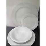 Porselen Frilly 24 Parça 6 Kişilik Yemek Takımı, Beyaz - Standart