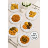 Porselen Görünümlü Gümüş Yaldızlı 19 Cm Lüks Plastik Tabak – 6’lı Set, Gıda Temasa Uygun 19cm