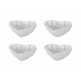 Porselen Kalp Kase 14x12cm Çerezlik 4'lü Set Beyaz