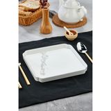 Porselen Kare Servis ve Sunum Tabağı 23X23 cm – Şık Kahvaltı ve Meze Tabağı - 23 x 23 cm