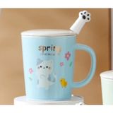 Porselen Kupa Çiçek Sever Kedi Spring Love The Most Kapaklı Kaşıklı 1 Adet