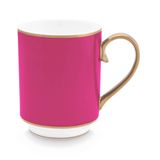 Porselen serisi Chique Gold-Pink, beyaz sade porselen pembe ve altın kaplama, çeşitli ürünler (fincan büyük 350 ml)
