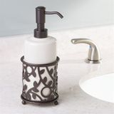 Porselen Sıvı Sabunluk Çiçek Celik Standlı 8X8x22cm 355Ml