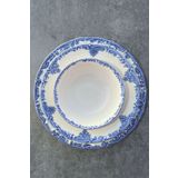 porselenden Antique Baby Blue 24 Parça 6 Kişilik Premium Porselen Yemek Takımı Özel Vintage Mavi Çiçek