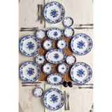 porselenden Antique deep azul 19 Parça 6 Kişilik Porselen Kahvaltı Takımı mavi çiçek desenli