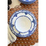 porselenden Antique Deep Azul 24 Parça 6 Kişilik Premium Porselen Yemek Takımı Lacivert Mavi Çiçek Desenli