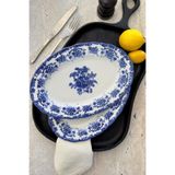 porselenden Antique Deep Azul 2li 30 Cm Premium Porselen Büyük Boy Kayık Sunum Servis Lacivert Çiçek Desenli