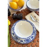 porselenden Antique Deep Azul 6 kişilik 14 cm Özel Tasarım Premium Porselen Çorba Kasesi Takımı Mavi Çiçek Desen