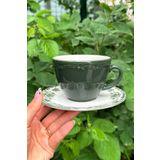 porselenden Antique Green 2 Kişilik 4 Parça Porselen Çay Fincanı Takımı 200 cc Yeşil Çiçek Desenli