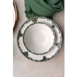 porselenden Antique Green 6 kişilik 21 cm Özel Tasarım Premium Porselen Çukur Yemek Tabağı Takımı