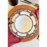 porselenden Antique Rose 24 Parça 6 Kişilik Premium Porselen Yemek Takımı Bordo Çiçek Desenli