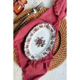 porselenden Antique Rose 2li 20 Cm Premium Porselen Küçük Boy Kahvaltılık Kayık Seti Bordo Çiçek Desenli