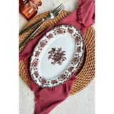 porselenden Antique Rose 2li 25 Cm Premium Porselen Orta Boy Kayık Sunum Servis Seti Bordo çiçek desenli