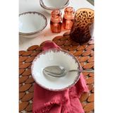 porselenden Antique Rose 6 kişilik 14 cm Özel Tasarım Premium Porselen Çorba Kasesi Takımı Bordo Çiçek Desenli