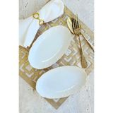 porselenden Aura Gold 2li 20 Cm Premium Porselen Küçük Boy Kayık Kahvaltılık Mezelik Sunum Servis Seti