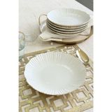porselenden Aura Gold 6 kişilik 21 cm Premium Porselen 6'lı Çukur Yemek Tabağı Takımı