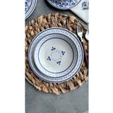 porselenden Blue blanc 24 Parça 6 Kişilik Porselen Yemek Takımı Vintage Mavi Çiçek Desenli