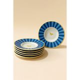 porselenden BOMONTY BLUE 6 KİŞİLİK 13 CM ÇAY TABAĞI EL DEKORU PREMIUM PORSELEN