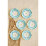 porselenden BOMONTY TURQUOISE 6 KİŞİLİK 13 CM ÇAY TABAĞI EL DEKORU PREMIUM PORSELEN