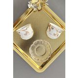 porselenden Camellia Gold Premium 2'li Mırra (TABAKSIZ)espresso Kahve Fincanı Takımı