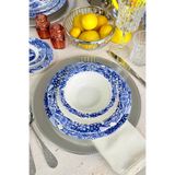 porselenden Carbon Blue 24 Parça 6 Kişilik Premium Porselen Yemek Takımı Mavi Tablo Desenli
