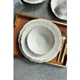 porselenden Elegance Perla Gold Krem 24 Parça 6 Kişilik Premium Porselen Yemek Takımı ( Altın Detay )