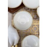 porselenden Green Garden Mat Altın Yaldızlı 6 Kişilik Porselen Çiçek Desenli Çorba Kasesi Gold Sunum Tabağı